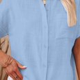 thumbnail image 4 of HAiming Womens Casual Cotton Linen Button down Short Sleeve Shirts Solid Summer Beach Blouses Tops with Pockets, 4 of 8