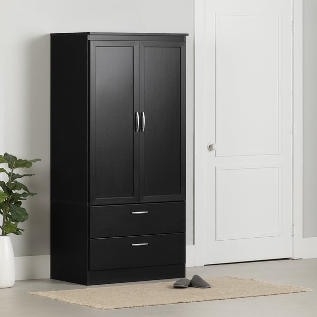 South Shore Acapella Wardrobe Armoire, in Pure Black