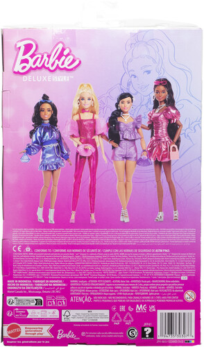 Barbie Deluxe Style Fashion Doll #6 in Metallic Coral Dress with Bubble Hem and Silvery Accessories