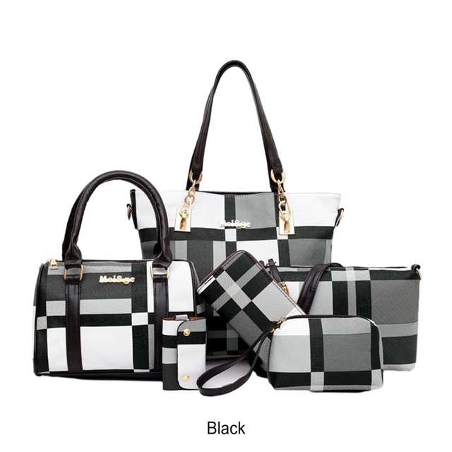 Ruiboury Fashionable Ladies Purse Set Made With PU Easy To Handbag Set Space-saving black