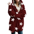 thumbnail image 2 of KIHOUT Womens Winter Long Sleeve Solid Fuzzy Fleece Open Front Hooded Cardigans Jacket Coats Outerwear with Pocket, 2 of 9