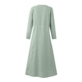 thumbnail image 5 of Robes d'Été Grande Taille Mode pour Femmes Manches Longues Couleur Unie Coton Lin Col Rond Robe avec Poches Combinaisons pour Femmes pour l'Été Chic en Liquidation, 5 of 5