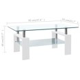 thumbnail image 2 of vidaXL Table Basse Blanc et Transparent 95x55x40 cm Verre Trempé, 2 of 5