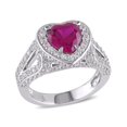 thumbnail image 1 of 5.00 Carat (ctw) Lab-Created Ruby Heart Ring in Sterling Silver with White Sapphires, 1 of 5