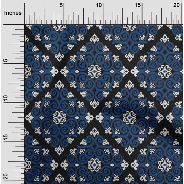 oneOone Tissu Popeline de Coton Imprimé Ikat Tourbillon au Mètre 56 Pouces de Large
