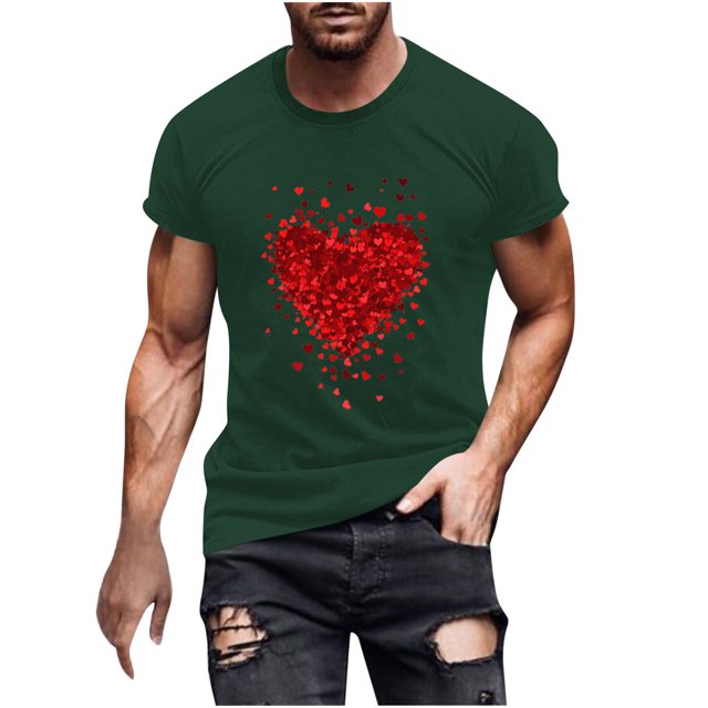 Yuzhih T-Shirts Assortis de la Saint-Valentin pour Couples, Mignons, Imprimés, Manches Courtes, Hauts Unisexes, Grande Taille, Col Rond