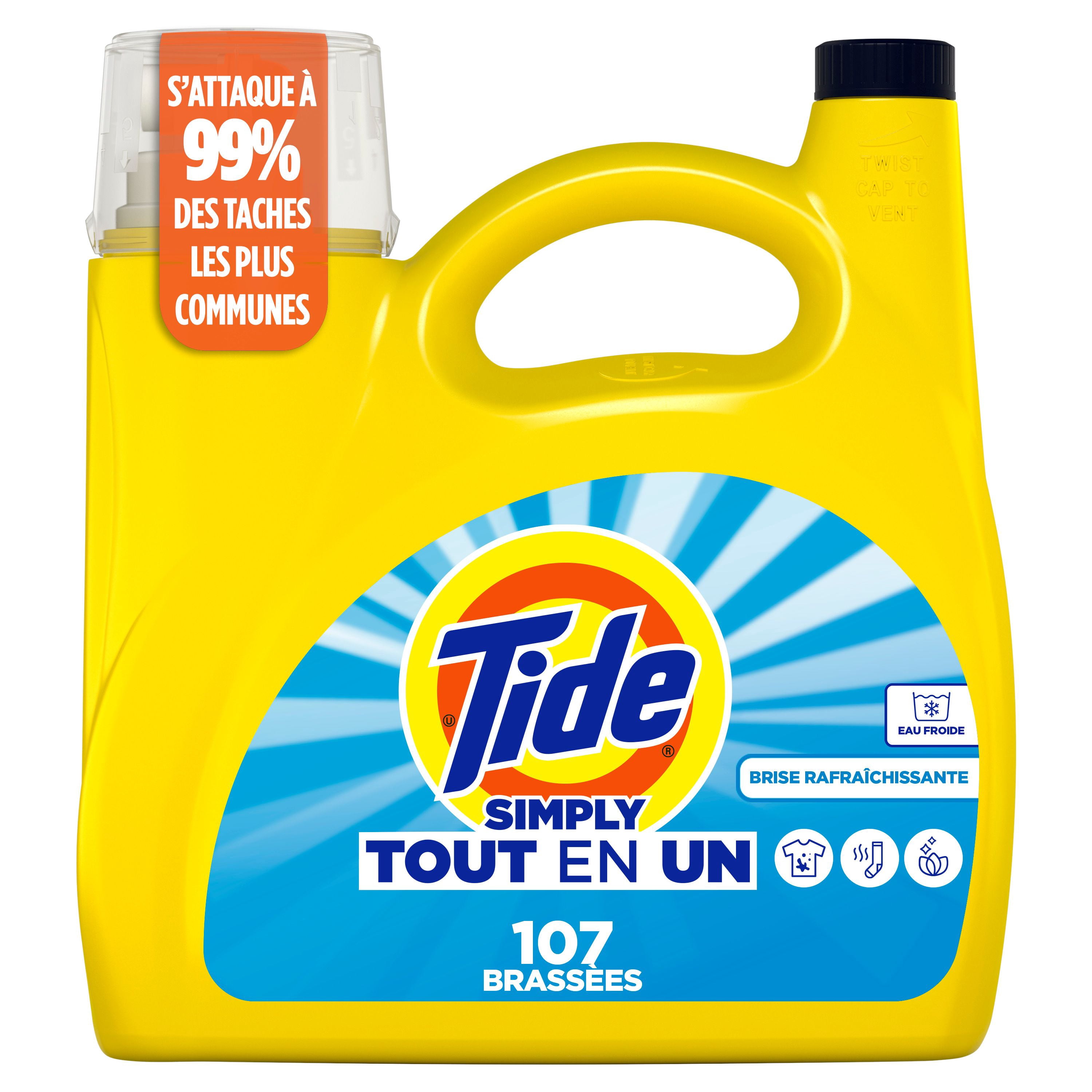Tide Simply All-In-One Liquid Laundry Detergent, Refreshing Breeze Scent, 107 Loads, 4.16 L