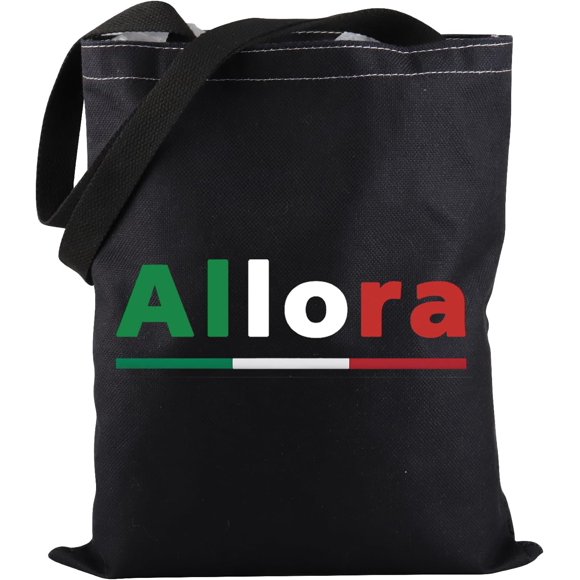 PWHAOO Funny Italian Tote Bag Italian Words Allora Tote Bag Italian Saying Gift Italy Lover Gift