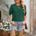 thumbnail image 2 of Yanlir Women's Fashion Spring Summer Solid Color Round Neck Short Sleeve Lace Patchwork Loose T-Shirt Summer Tops(Green,M), 2 of 7