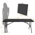 thumbnail image 2 of Newest 6ft Folding Table, Portable Plastic Table for Camping, Picnics, Parties, High Load Bearing Foldable Table Black, 2 of 8