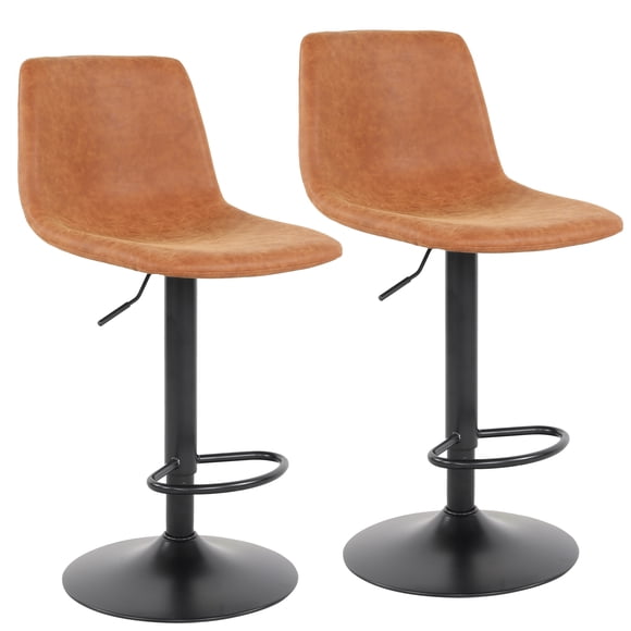 Duramex (TM) Set of 2 Brown Height Adjustable PU Leather Hydraulic Lift Counter Bar Stool Dining Chair