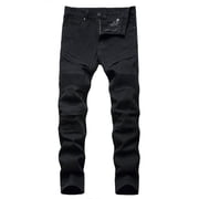EGNMCR Jeans for Men, Men's Elastic Waist Loose Fit Denim Pants, Mens Pull On Jeans Men's High-end Stretch Light Color Trendy Slim Jeans Men Pants