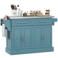 thumbnail image 1 of HOMCOM Îlot de Cuisine avec Rangement, Chariot de Cuisine Roulant, Bleu Pâle, 1 of 10