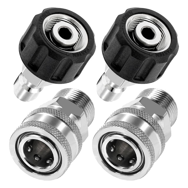 Transemion 4pcs Efficient Pressure Washer Adapter Set For Cleaning Machine Leak Free Connections Water Accessories Safety silvery 14mm 3.4pcs 1Set