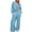 Light Blue, variant on HAiming Womens 2 Piece Outfits Casual V Neck Pullover Shirts Wide Leg Pants Loose Solid Color Workout Tracksuit Sets