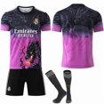 thumbnail image 1 of 2425 Real Madrid Color Dragon Pattern Special Commemorative Edition No. 9 Mbappe 7 Vinicius 5 Bellingham Black and Purple No Number With Socks Set24, 1 of 2