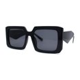 thumbnail image 3 of Lunettes de Soleil Mode pour Femmes, Design Carrées Rectangulaires, Tout Noir, 3 of 4