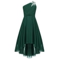thumbnail image 1 of TSSOE Robe pour Fillettes Demoiselle d'Honneur Junior pour Mariage Froncée à une Épaule Fête Ourlet Haut-Bas Robe de Bal Vert Armée 14, 1 of 6