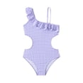 thumbnail image 1 of Girl Swimsuits One Piece Bathing Suits Sleeveless Hawaiian Ruffle Summer Swimsuit 7-8 Years, 1 of 7