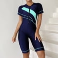 thumbnail image 1 of cllios One Piece Swimsuit Women Rash Guard Swimwear Tummy Control Zipper Surfing Short Sleeve Athletic Bathing Suits, 1 of 6