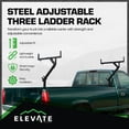 thumbnail image 2 of Elevate Outdoor Truck 3 Ladder Rack Steel Pickup Bed Cargo Carrier System, Black, 2 of 9