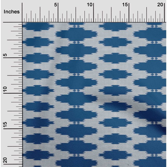 oneOone Georgette Viscose Fabric Plus Sign Kasuri Printed Fabric 1 Yard 42 Inch Wide
