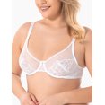 thumbnail image 2 of Wingslove Women's Sheer Lace Bra Minimizer See Through Unlined Full Coverage Bras, White, 42DDD, 2 of 5