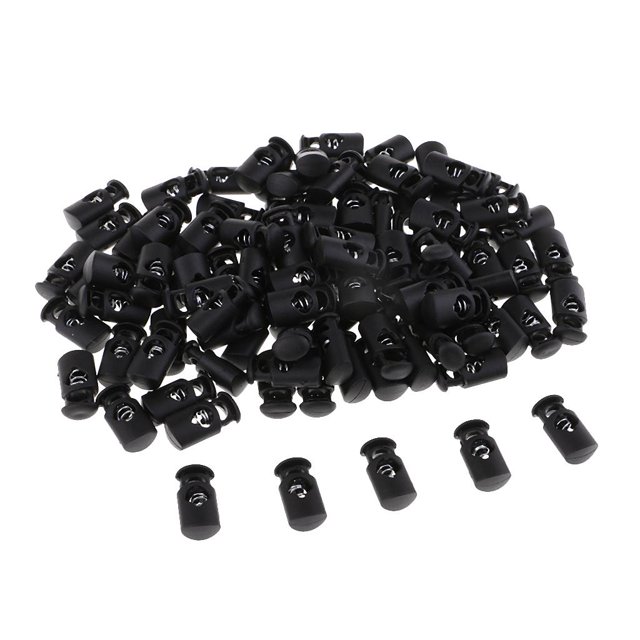 simhoa 100 Pieces Plastic Paracord Cord Locks Clip Buckle Toggle 1 Hole Toggle Stoppers
