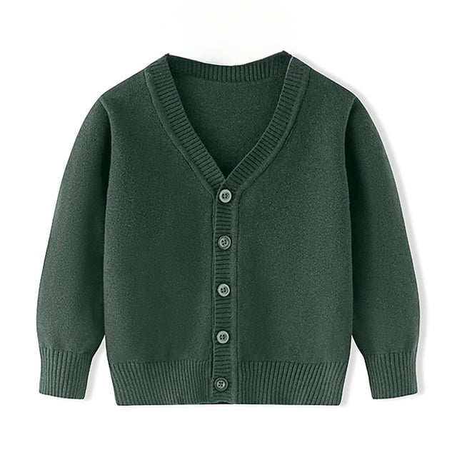 Liyamei Unisex Boy' Girls' Cardigans Sweater V Neck Long Sleeve Button Soild Knit Sweaters For 2 10 Years