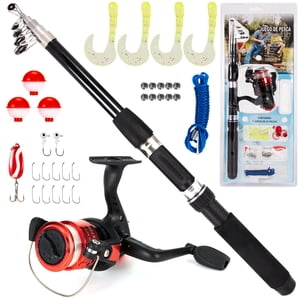 Ensemble de cannes et rouleaux de pêche 33-piece set de pêche canne à pêche télescopique avec bobine tournante, flotteur d'appâts, accessoires de hameçon de plomb