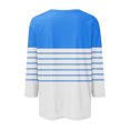 thumbnail image 5 of Chandails de Course Manches 3/4 Hauts pour Femmes Col Ras du Cou Décontractés Tendance Chandails à Enfiler Blouses Mode d'Automne T-Shirts Rayés Tuniques Basiques S-9 Bleu Ciel TTG, 5 of 5