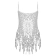 thumbnail image 2 of TSSOE Robe de Danse Latine à Franges et Sequins pour Filles Justaucorps Patinage Artistique Tango Rumba Samba Costume de Danse Argent 6, 2 of 7