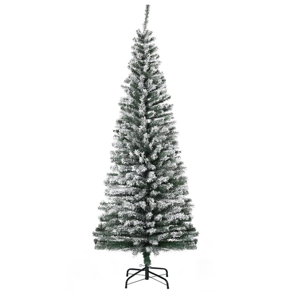 HOMCOM Sapin de Noël Crayon Enneigé Mince Sapin de Noël Artificiel