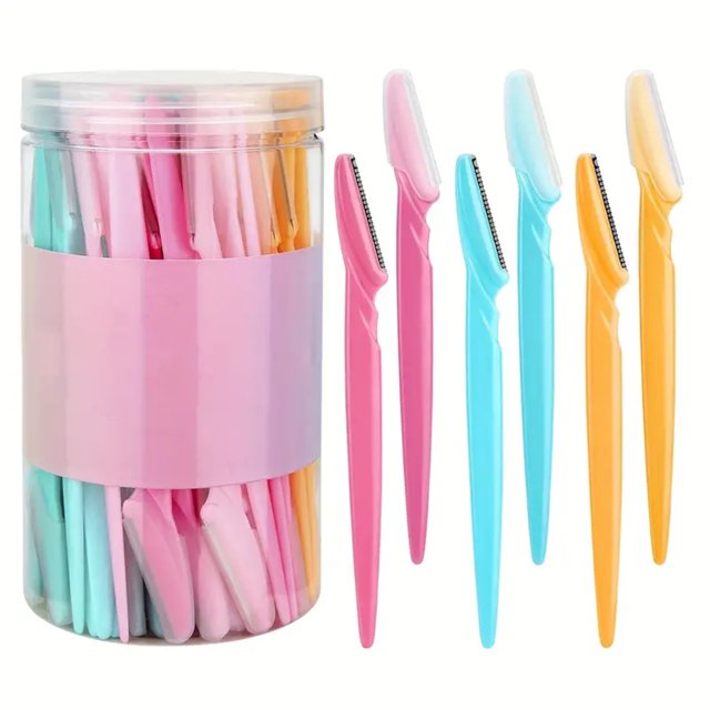 MesaSe 12pcs Premium Stainless Steel Eyebrow Razors in Vibrant Colors - Portable Unscented Hair Removal Tools with Protective Caps for Precision Brow Shaping & Body Grooming Eyebrow Tri