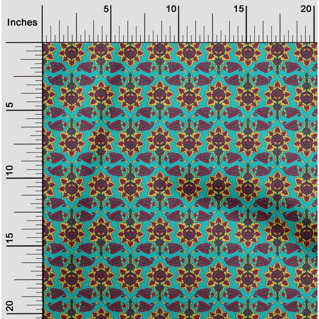 oneOone Silk Tabby Fabric Floral & Paisley Block Decor Fabric Printed BTY 42 Inch Wide
