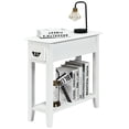 thumbnail image 2 of Patiojoy White 2 Tier Narrow Nightstand End Bedside Sofa Side Table With Drawer And Shelf, 2 of 6