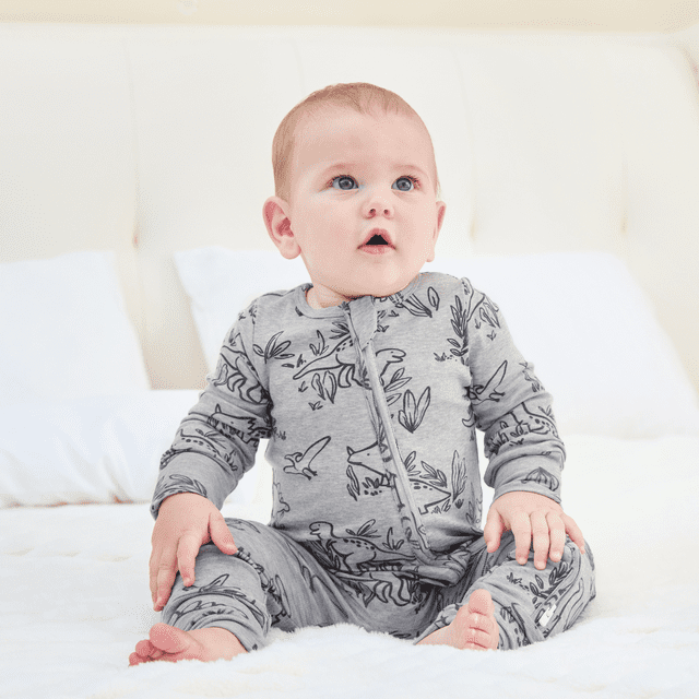 PatPat Baby Boy/Girl Plant Print Zip-up Snug-Fitting Wool Pajamas