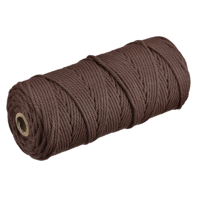 Unique Bargains Cotton Rope Twine String Twisted Braided Cord, Brown 100m/109 Yard for Wall Hanging, Macrame Knotting