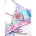 thumbnail image 4 of Women's Scale Print Lace-up Crisscross Bralette Bikini Set Swimsuit, 4 of 6