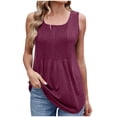 thumbnail image 1 of hotojiny Hauts Grande Taille pour Femmes 2025 Débardeur Plissé Fluide à Col Rond Tendance Blouse Décontractée Habillée Unie, 1 of 6