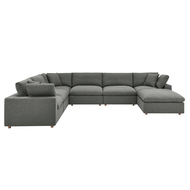 Modway Commix Canapé Sectionnel 7 Pcs Surrempli Garni de Duvet Gris