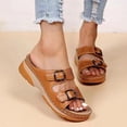thumbnail image 2 of Kcodviy Women Summer Solid Color Womens Closed Toe Sandals Buckle Strap Casual Open Casual Sandals for Women Toe Wedges Soft Bottom Slip on Sandals for Women Breathable Slippers Shoes Sandals, 2 of 5