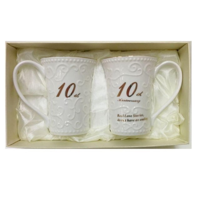 Set Of 2 10Th Anniversary 'Real Love Stories Do Not Have An Ending' Mug