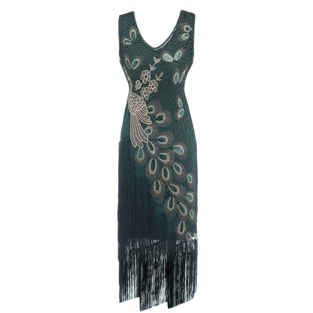 SMihono Robe d'Été pour Femmes Grande Taille Grande Taille Vintage Années 1920 à Franges Great Gatsby Robe de Soirée Cocktail