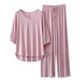 thumbnail image 2 of Weiqiqre Pyjamas pour Femmes Pyjamas Rafraîchissants Ensembles d'Été Assortis Manches Courtes Ensemble de Détente Femmes, 2 of 3