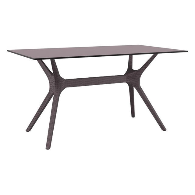 Compamia Ibiza Collection 55' HPL Outdoor Dining Table with Woven Wicker Legs, Brown (1 Count)