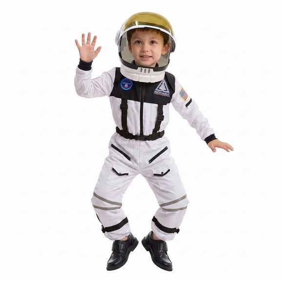 Joyfy Astronaut Costume with Helmet for Kids and Toddler, Halloween Party Dress Up Pretend Play Toy Set, M