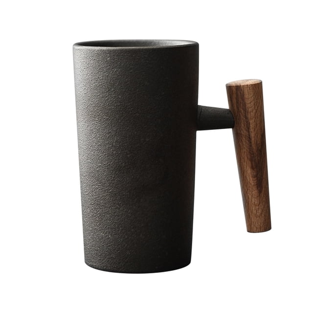 Ceramic Coffee Mug,Earth Mugs Hand Made Ceramic Coffee Mug Retro Stoneware with Wooden Handle 201-300Ml Capacity Family and Ideal for Office and Home,The Office Mug,Unique Coffee Mugs