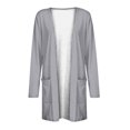 thumbnail image 4 of AherBiu Womens Cardigan Tops Long Sleeve Open Front Mid-Long Outwear with Pockets Spring Clothes, 4 of 5
