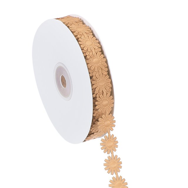 Uxcell Daisy Flower Lace Trim for DIY Crafts Sewing Trim Embellishments Light Brown